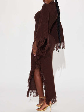 Distressed Sweater Maxi Dress