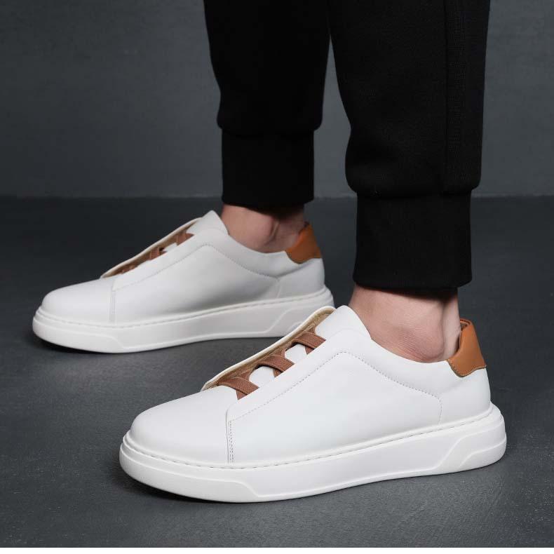 Men's Genuine Leather Slip-On Casual Sneakers