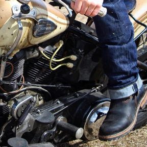 1930's Vintage Triple Stitched Horsehide Brass Buckle Engineer Boots