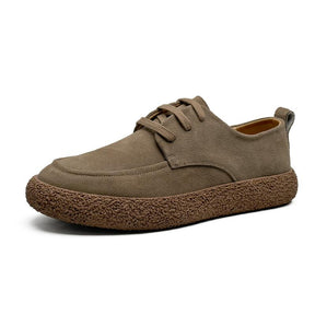 Genuine leather suede low-top lace-up shoes