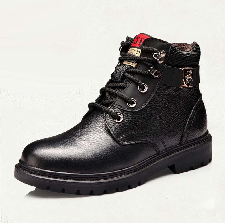 Men's thick-soled velvet warm casual leather boots