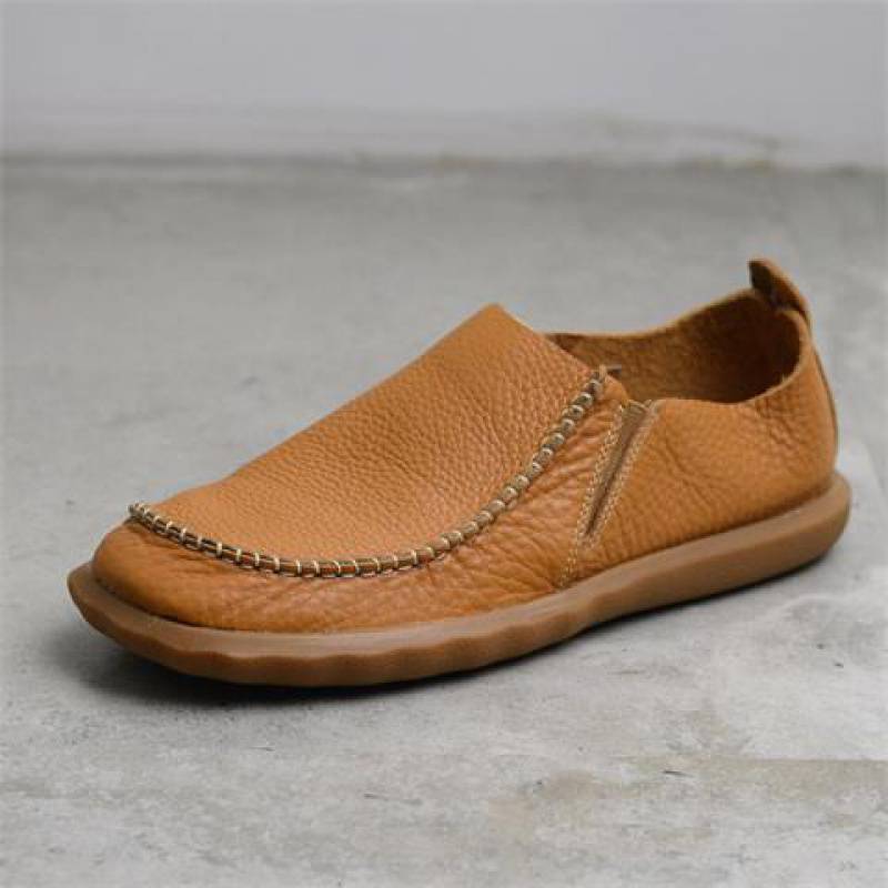 Men's casual soft leather round toe soft sole shoes