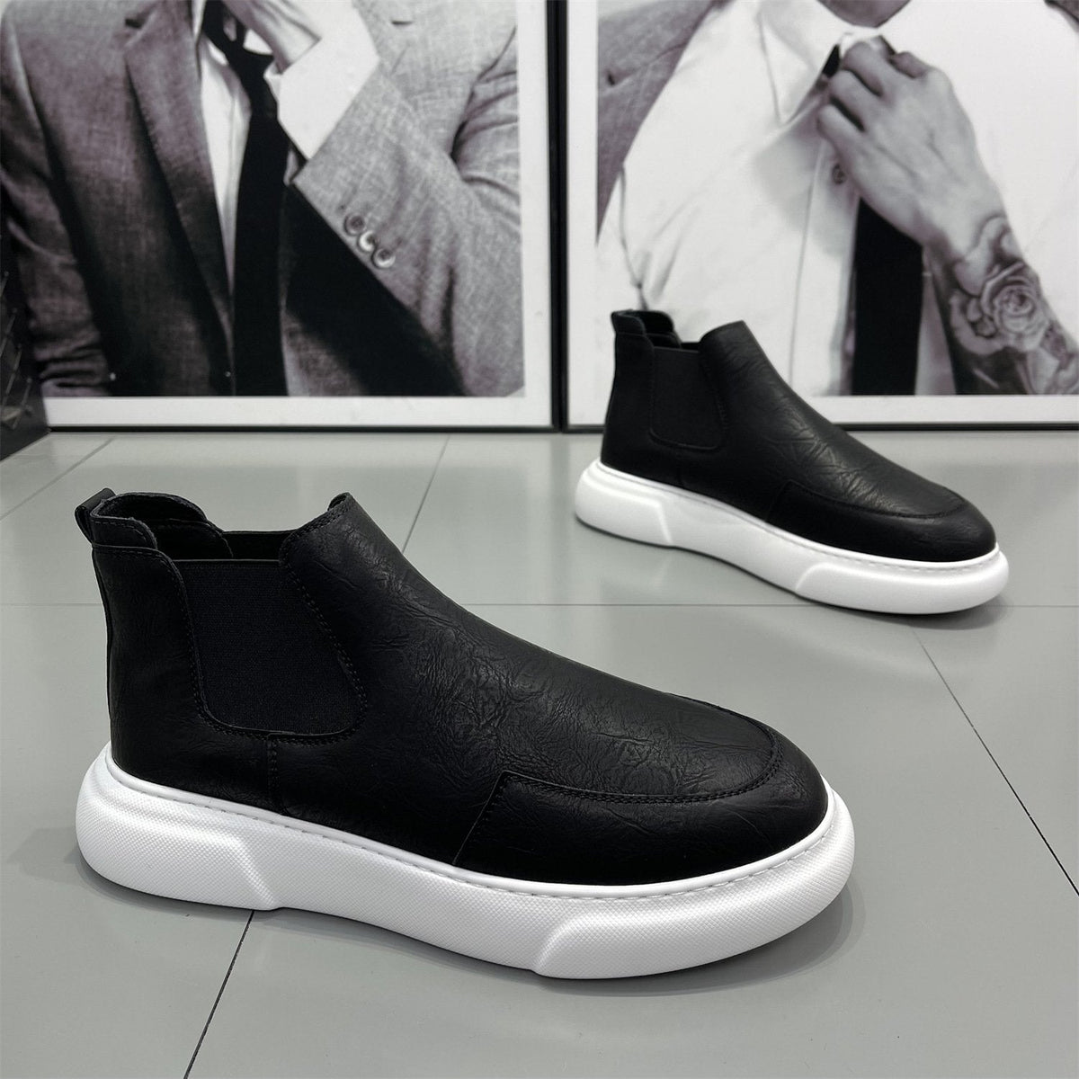 Men's Velvet Slip-On Martin Ankle Boots