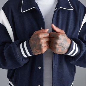 Contrast Trims Varsity Jacket