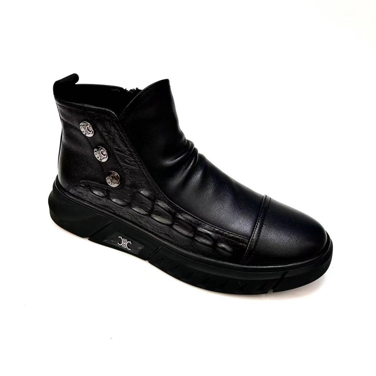 Men's Leather Zipper Casual Boots