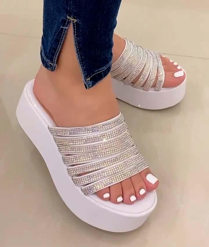 Women's platform diamond slippers