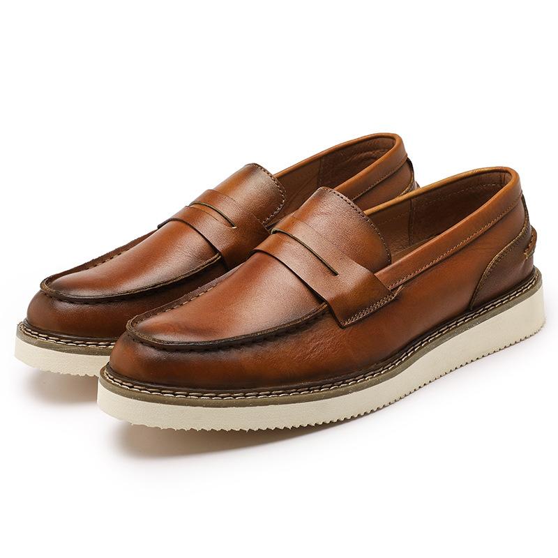 Men's breathable leather loafers