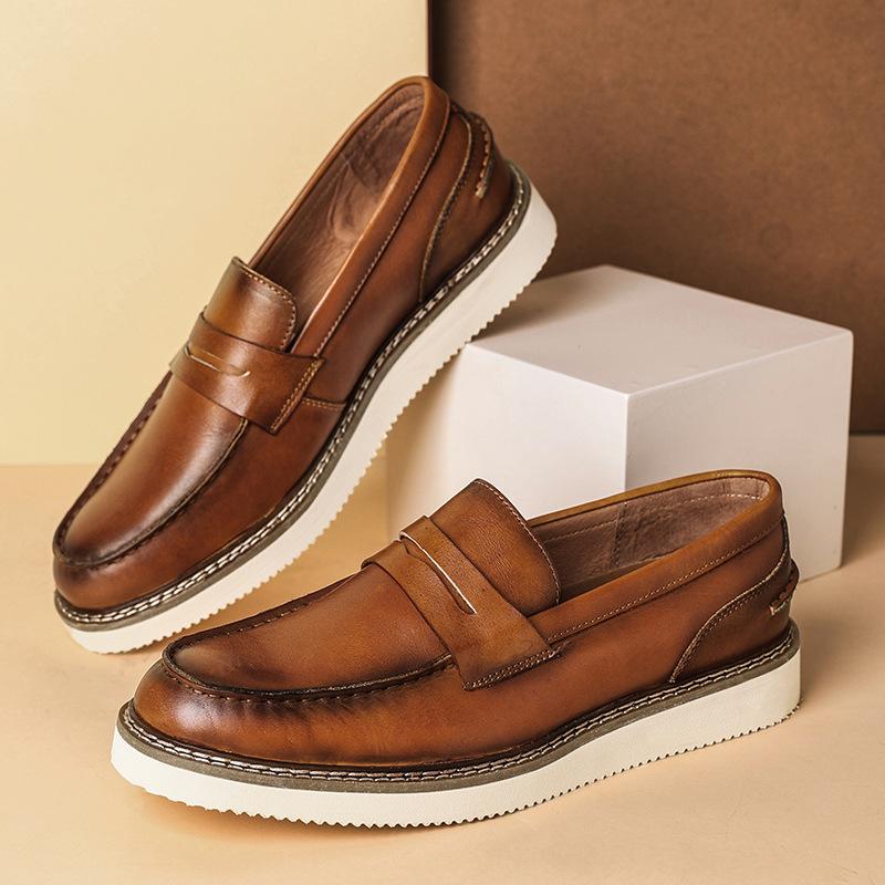 Men's breathable leather loafers