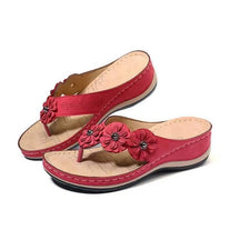 Retro flower flat round toe casual sandals for women