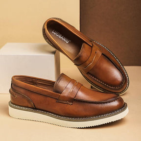 Men's breathable leather loafers