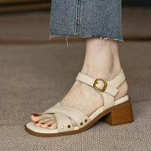 French medium heel open toe sandals