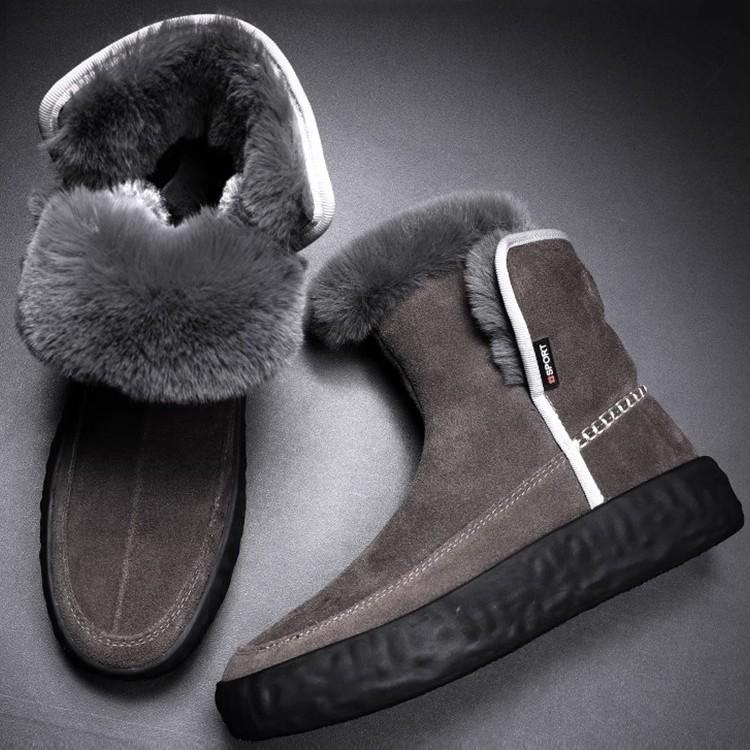 Men's Winter Warm Fleece Thickened Genuine Leather High-Top Casual Martin Boots